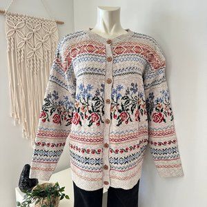 VINTAGE Floral Cardigan Sweater (Made In Canada)
